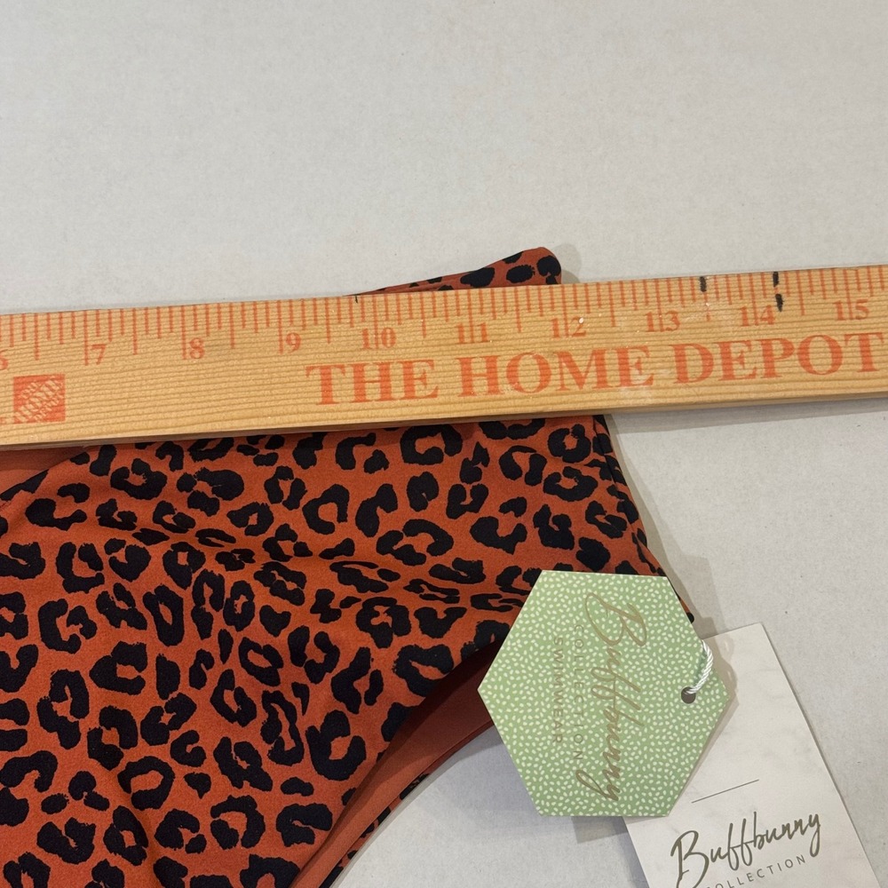 Buffbunny Bikini Bottoms Womens Small Brown Leopard High Waist NEW Crossover V - Picture 5 of 8